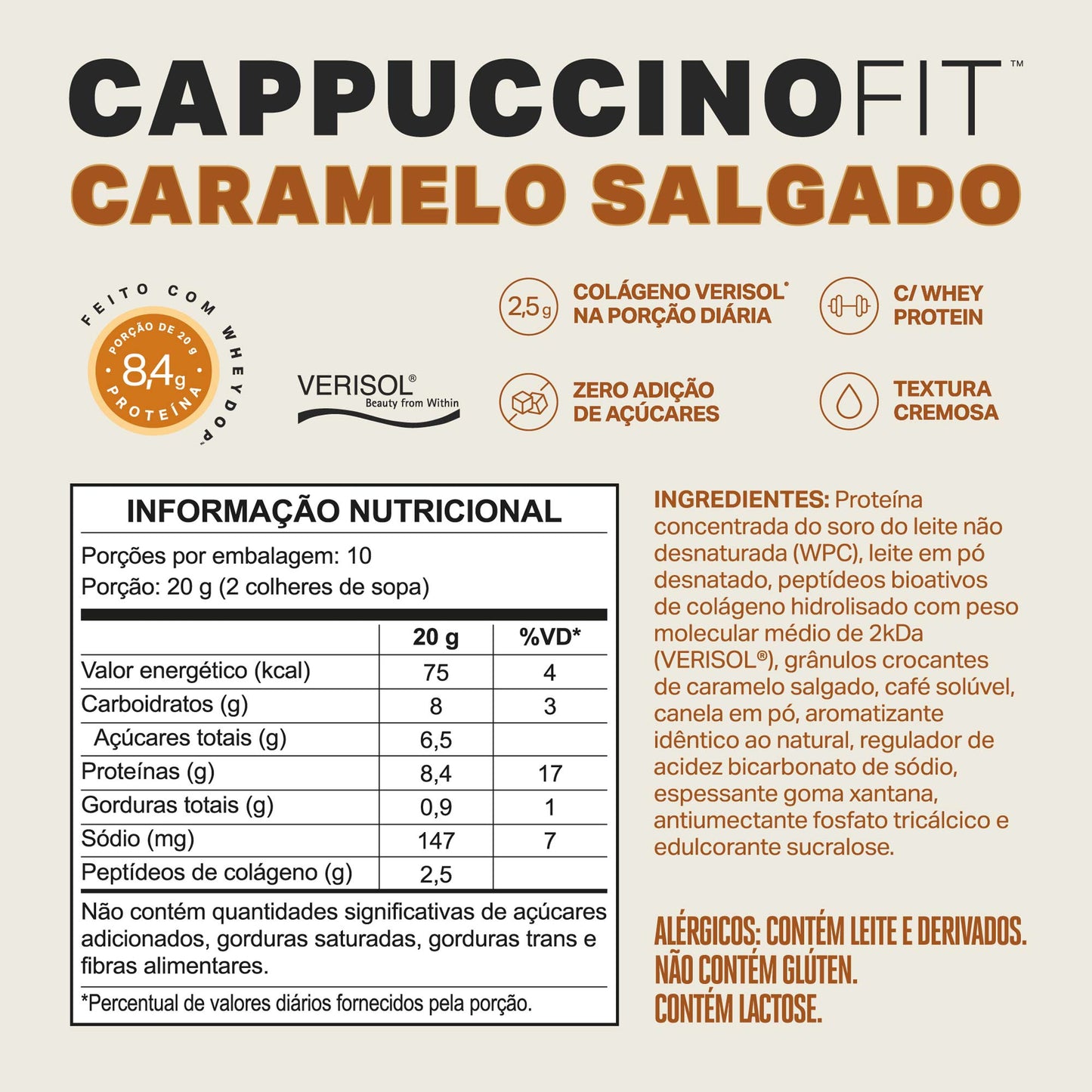 Cappuccino Fit 200g | Sabor Caramelo Salgado