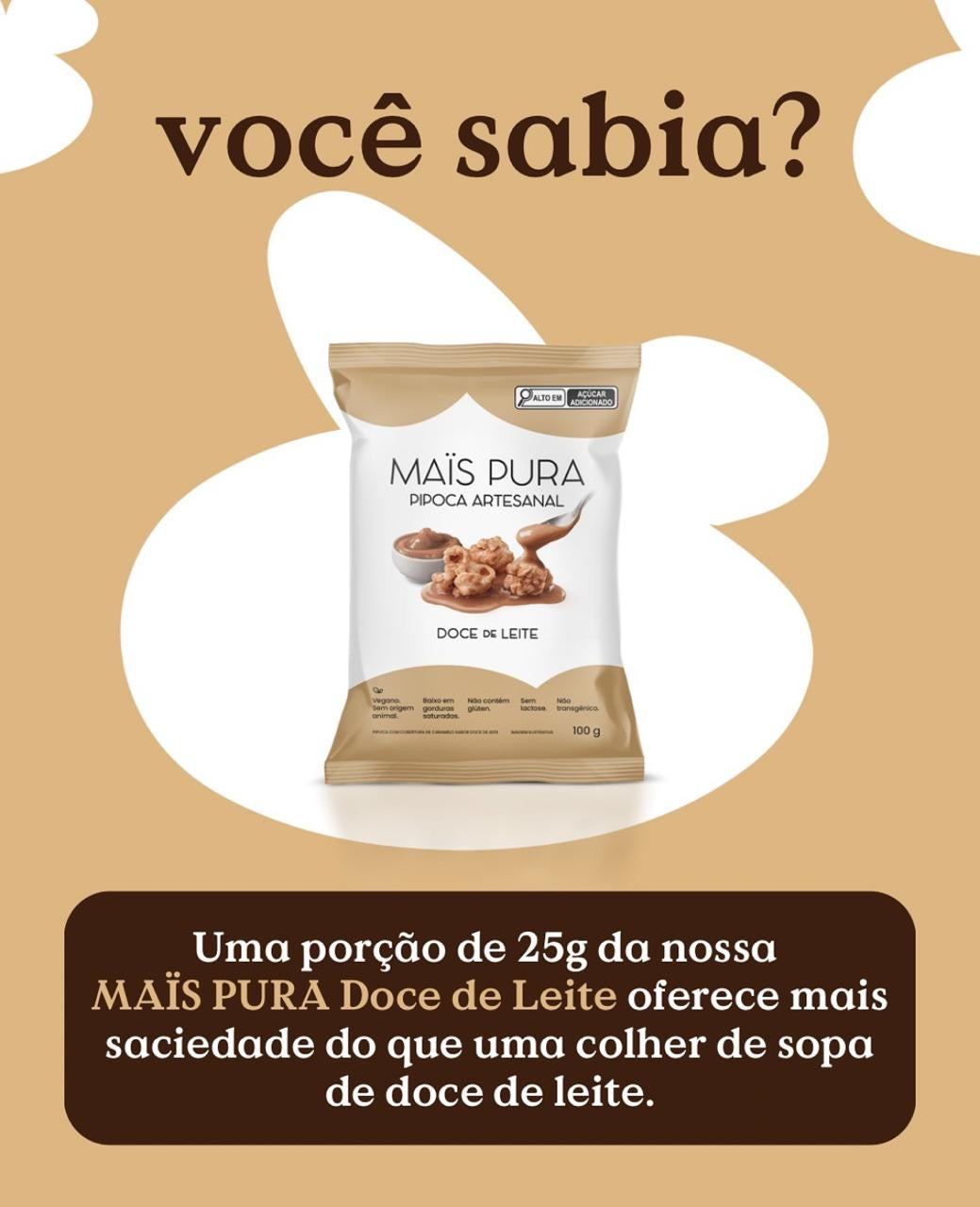 Pipoca Artesanal Maïs Pura - Sabor Doce de Leite 50g