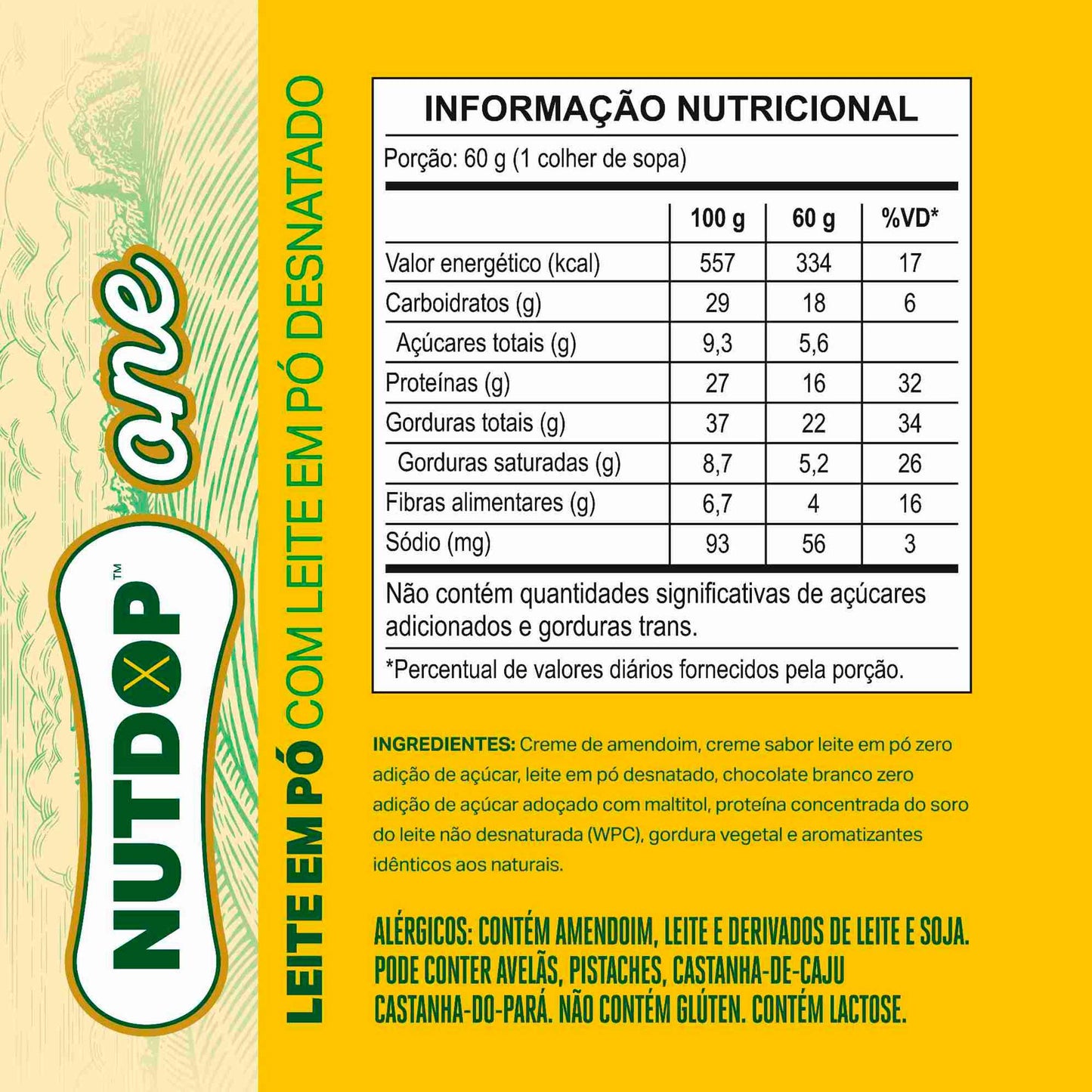 Creme NUTDOP ONE X 60g - Sabor leite em Pó