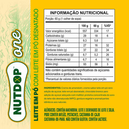 Creme NUTDOP ONE X 60g - Sabor leite em Pó