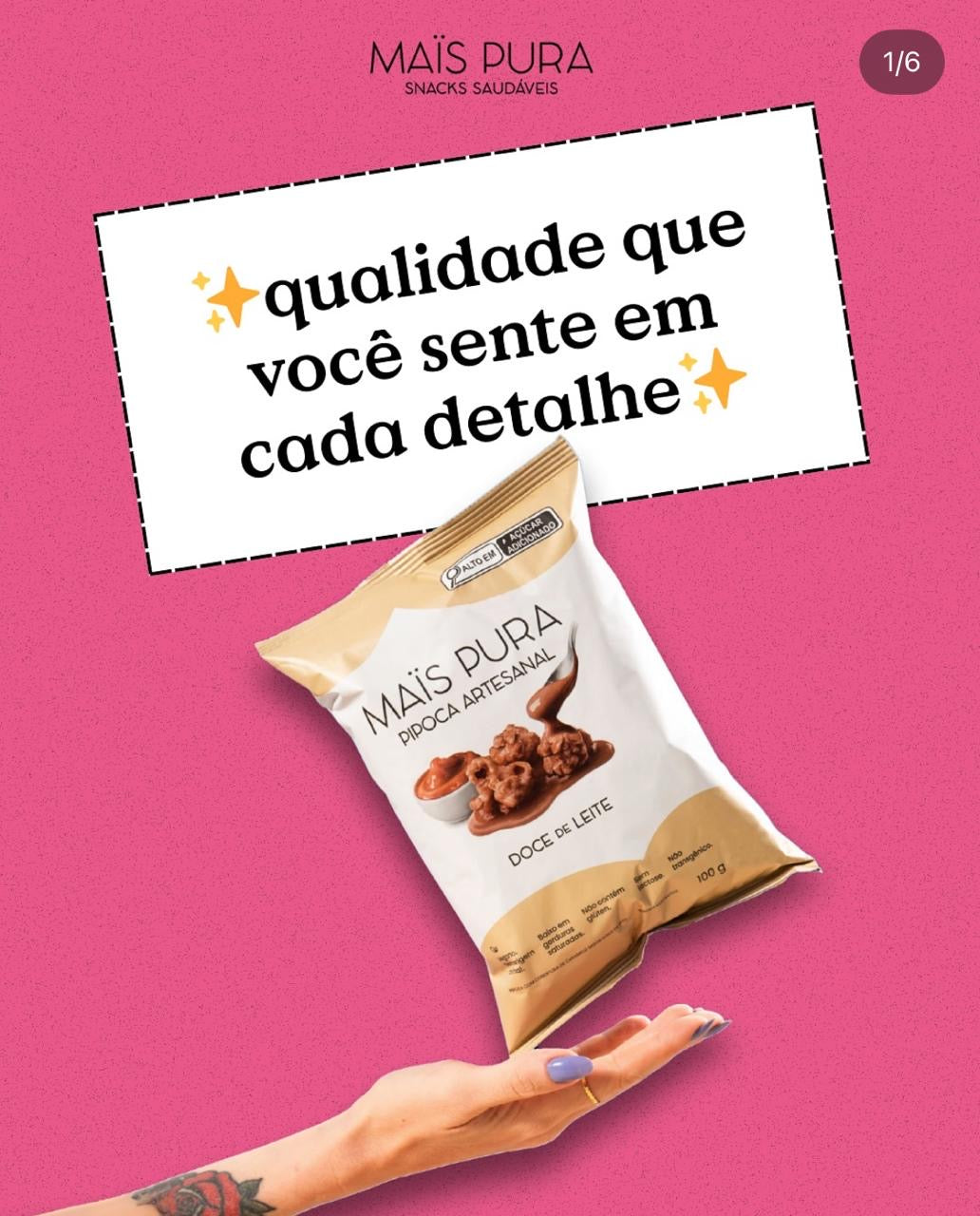Pipoca Artesanal Maïs Pura - Sabor Doce de Leite 50g