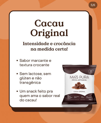 Pipoca Artesanal Maïs Pura - Sabor Cacau Original 50g