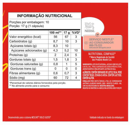 Cápsula Dolce Gusto sabor Nescau
