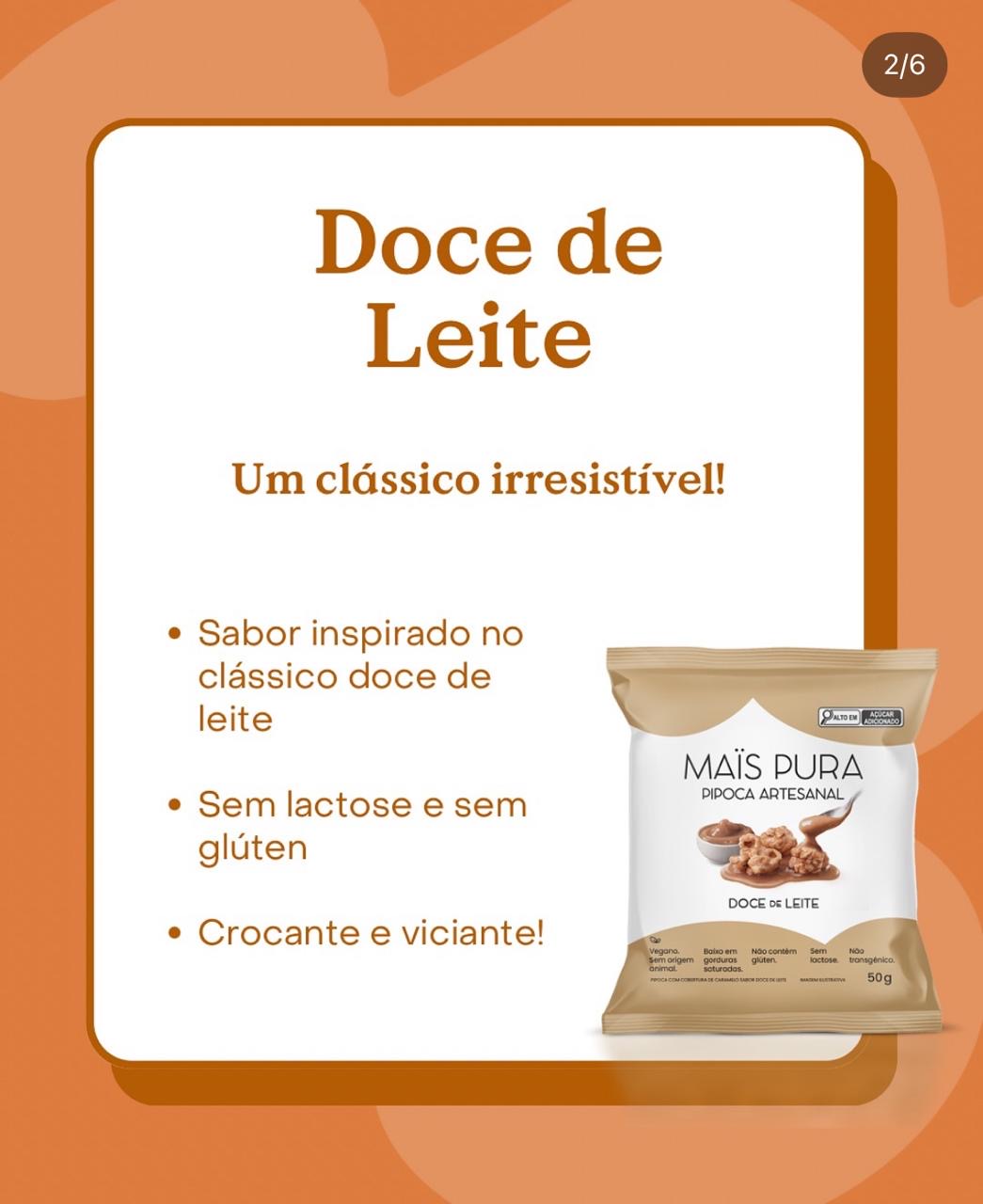 Pipoca Artesanal Maïs Pura - Sabor Doce de Leite 50g