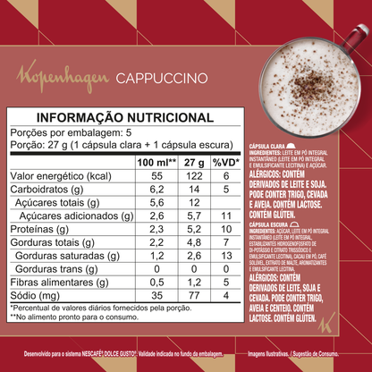 Cápsula Dolce Gusto sabor Cappuccino Kopenhagen