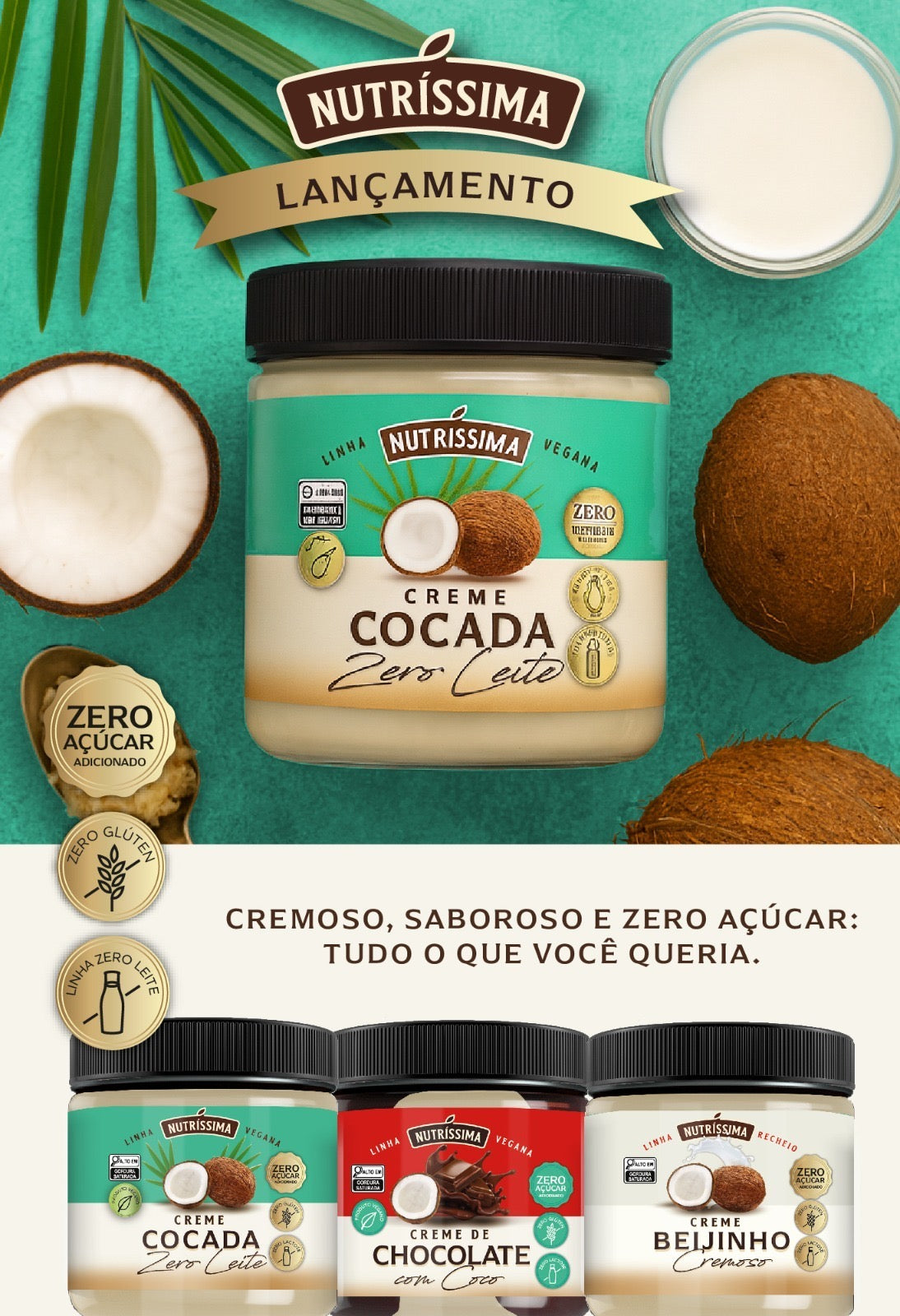 Creme Sabor Cocada Zero Leite 450g