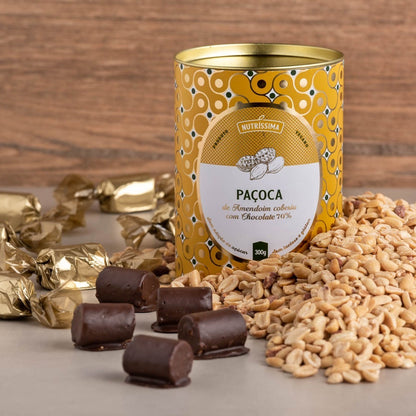 Paçoca de Amendoim coberta com chocolate 70% C/15un.