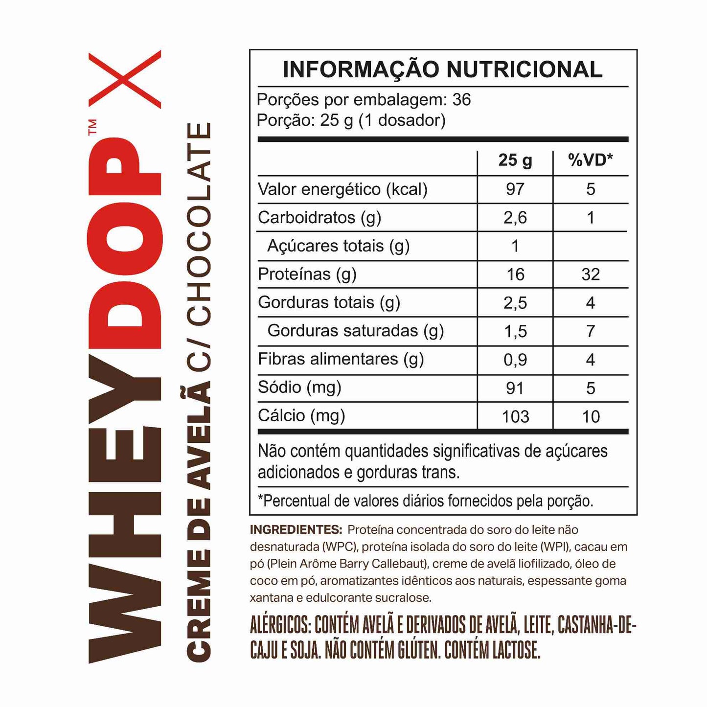 WHEYDOP X 900g | Sabor Creme de Avelã c/Chocolate