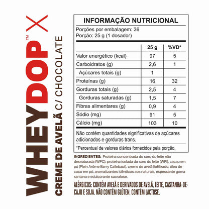 WHEYDOP X 900g | Sabor Creme de Avelã c/Chocolate