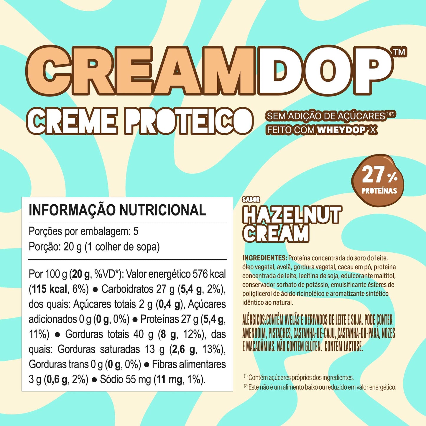 Creme Proteico CREAMDOP - Sabor Hazelnut Cream (Creme de Avelã) 100g