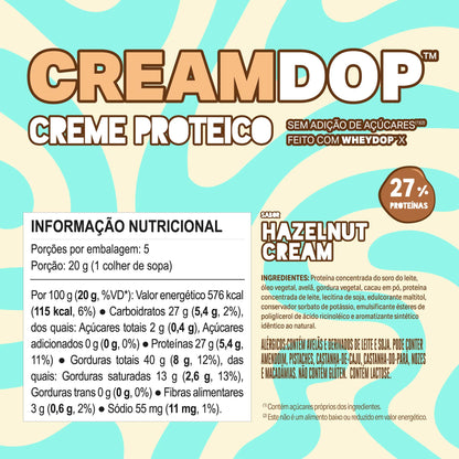 Creme Proteico CREAMDOP - Sabor Hazelnut Cream (Creme de Avelã) 100g