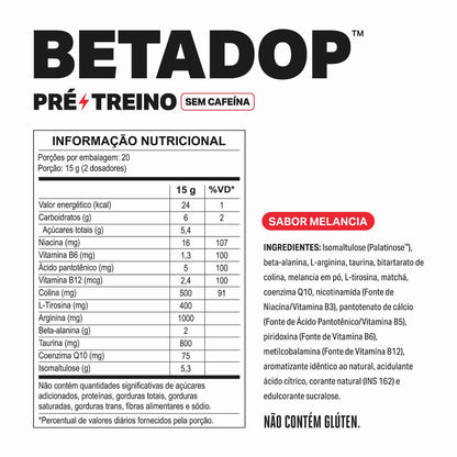 Pré Treino Betadop 300g - Sabor Melancia