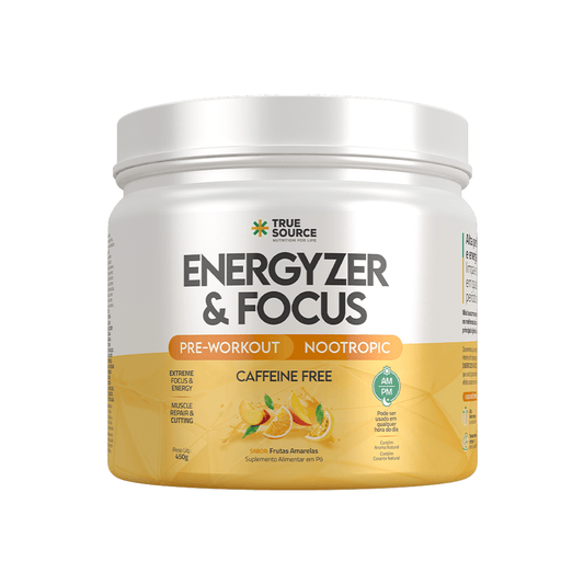 Pré Treino Energyzer & Focus sabor Frutas Amarelas 450g (SEM CAFEÍNA)
