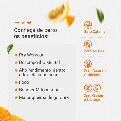Pré Treino Energyzer & Focus sabor Frutas Amarelas 450g (SEM CAFEÍNA)