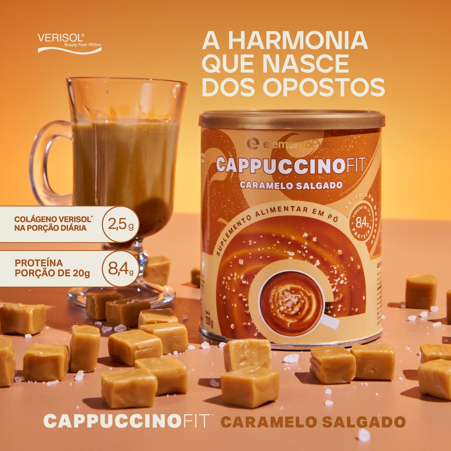 Cappuccino Fit 200g | Sabor Caramelo Salgado