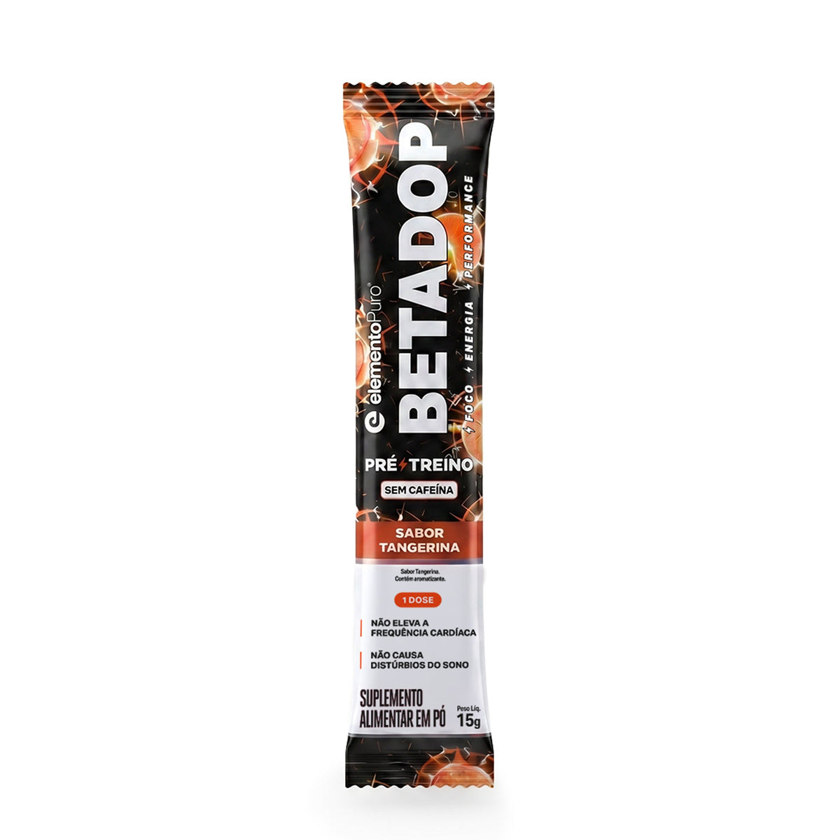 Pré Treino Betadop Sachê 15g - Sabor Tangerina (Sem Cafeína)