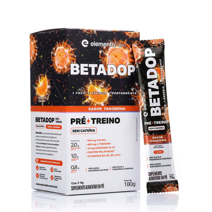 Pré Treino Betadop Sachê 15g - Sabor Tangerina (Sem Cafeína)