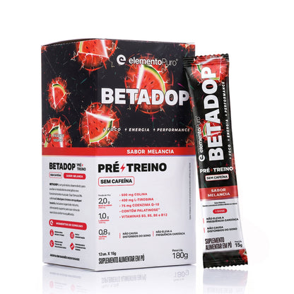 Pré Treino Betadop Sachê 15g - Sabor Melancia (Sem Cafeína)