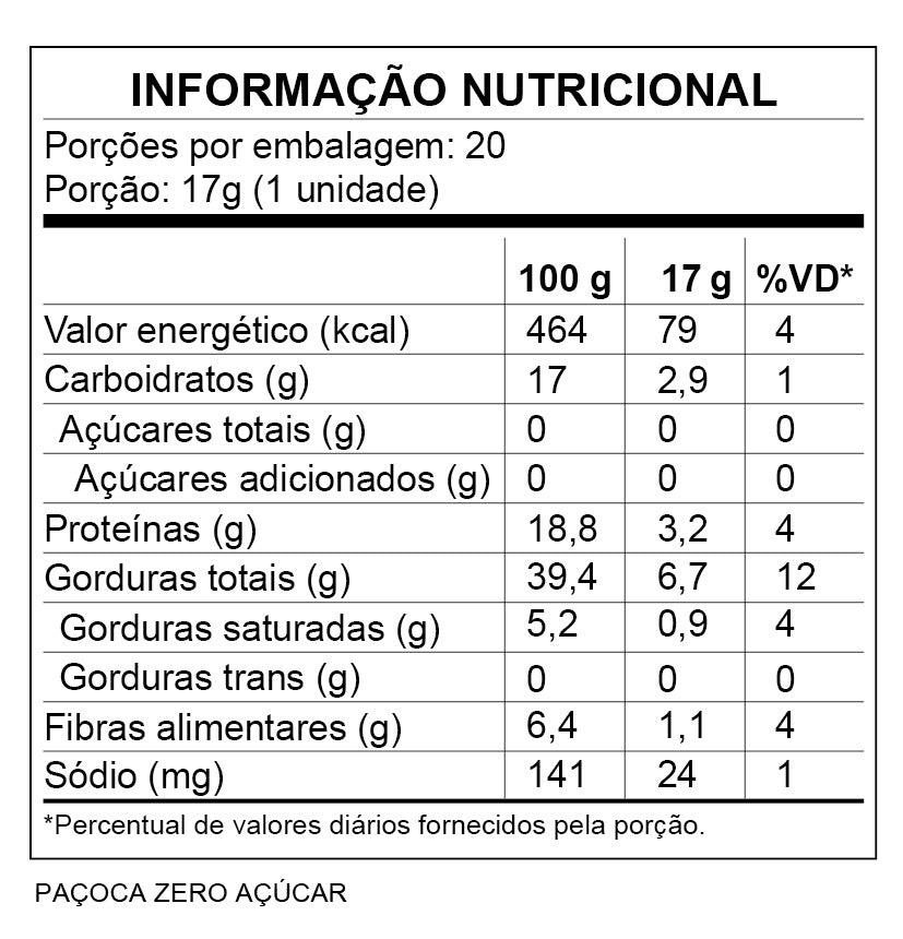 Paçoca Zero Açúcar c/20un