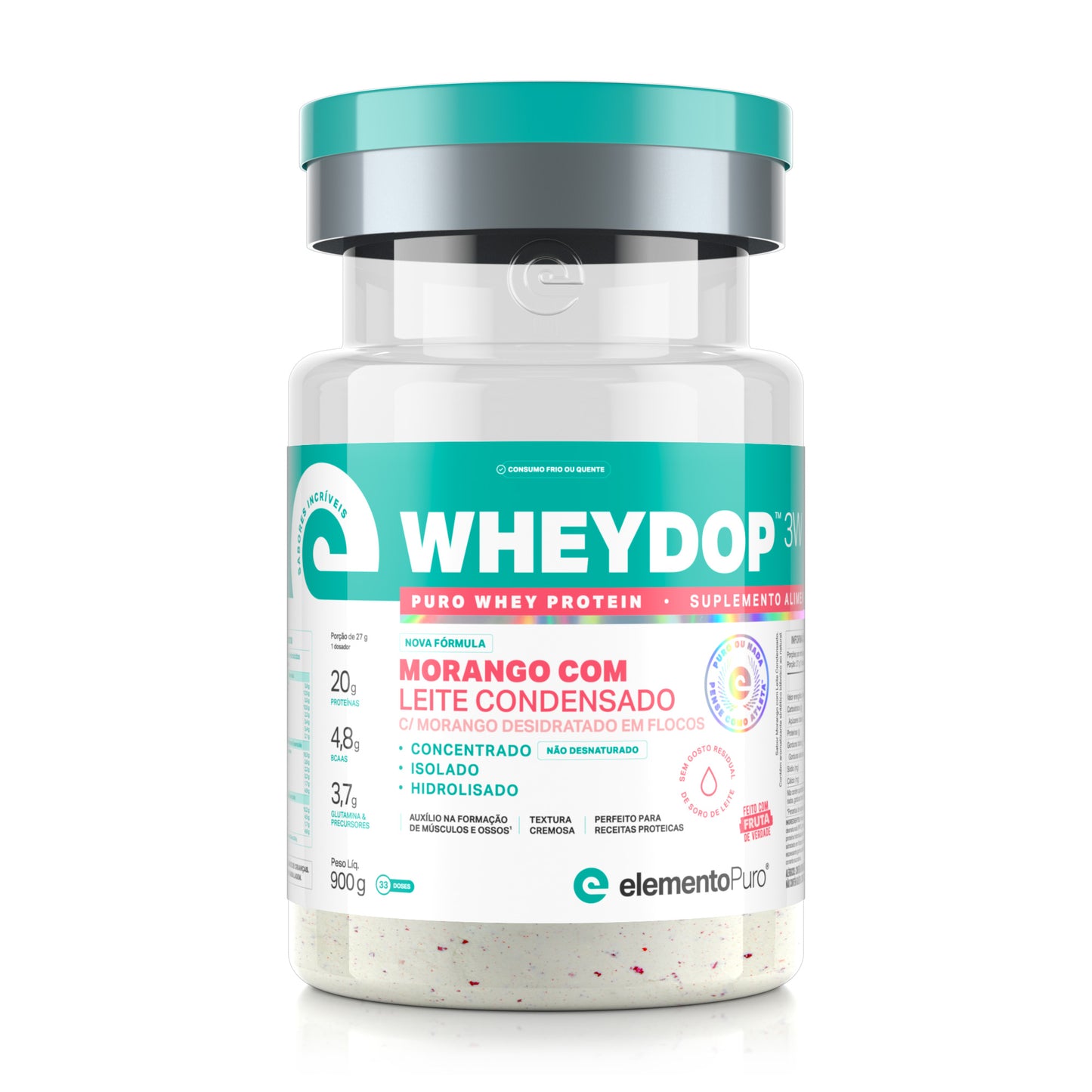 WHEYDOP 3W 900g | Sabor Morango com leite Condensado