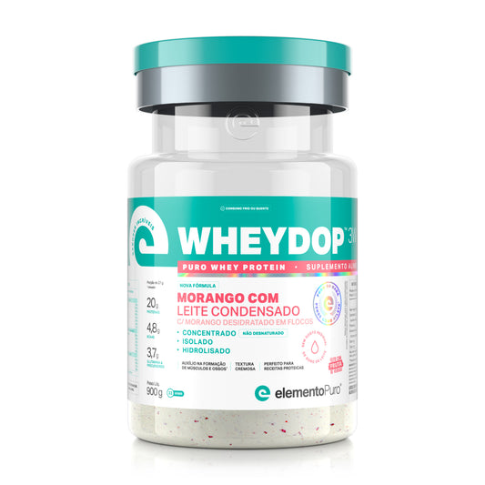 WHEYDOP 3W 900g | Sabor Morango com leite Condensado