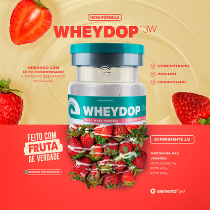 WHEYDOP 3W 900g | Sabor Morango com leite Condensado