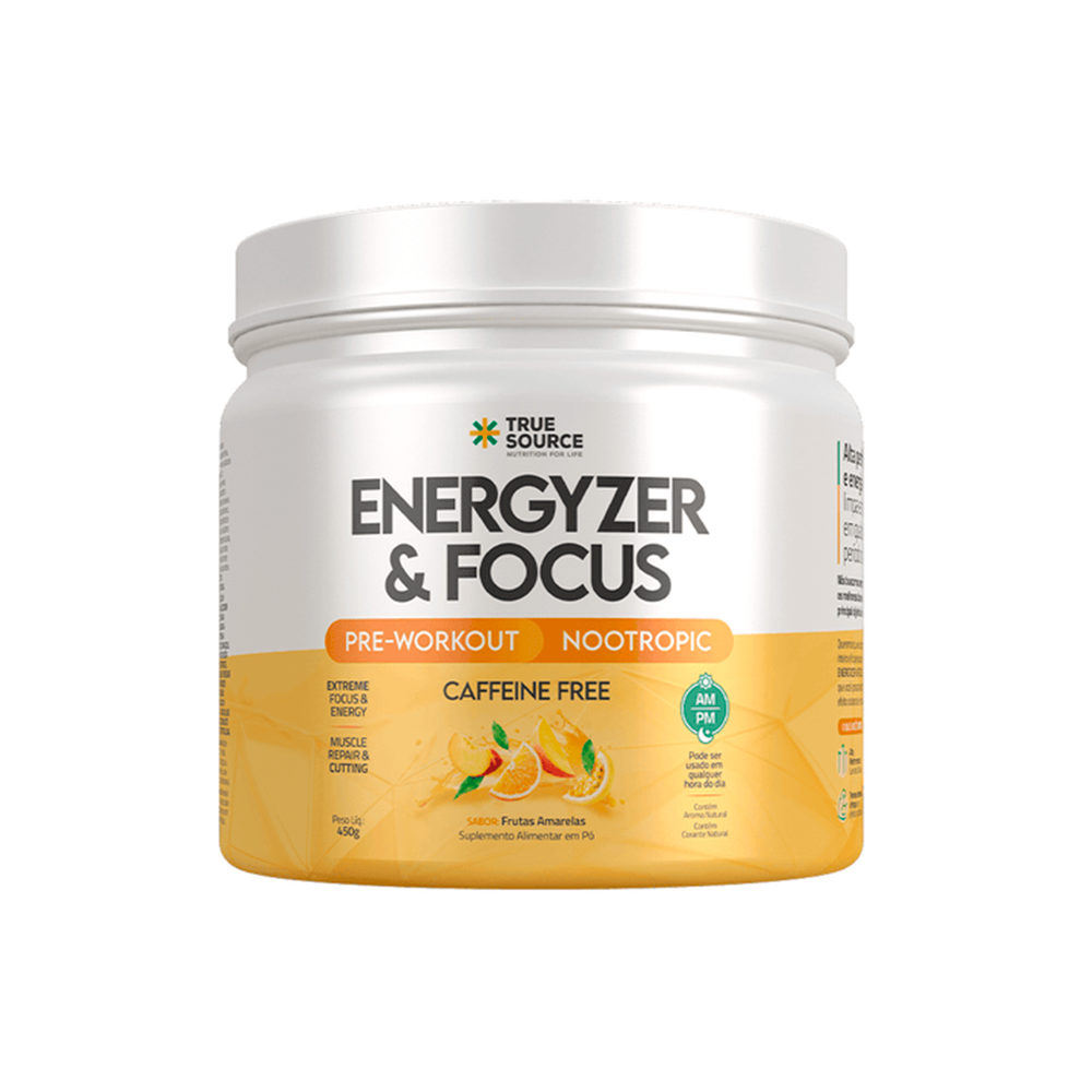 Pré Treino Energyzer & Focus sabor Frutas Amarelas 450g (SEM CAFEÍNA)